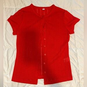 Red Short Sleeve Cardigan